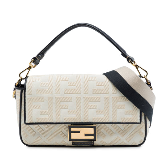 Fendi Zucca Baguette White Canvas
