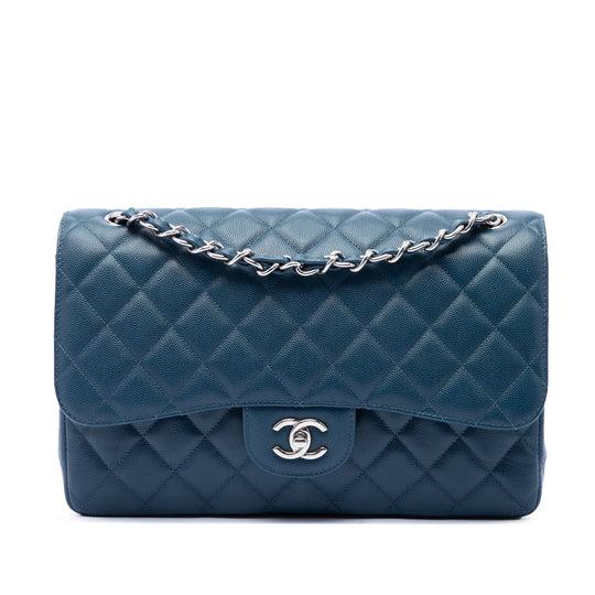 Chanel Classic Double Flap Jumbo Blue Caviar