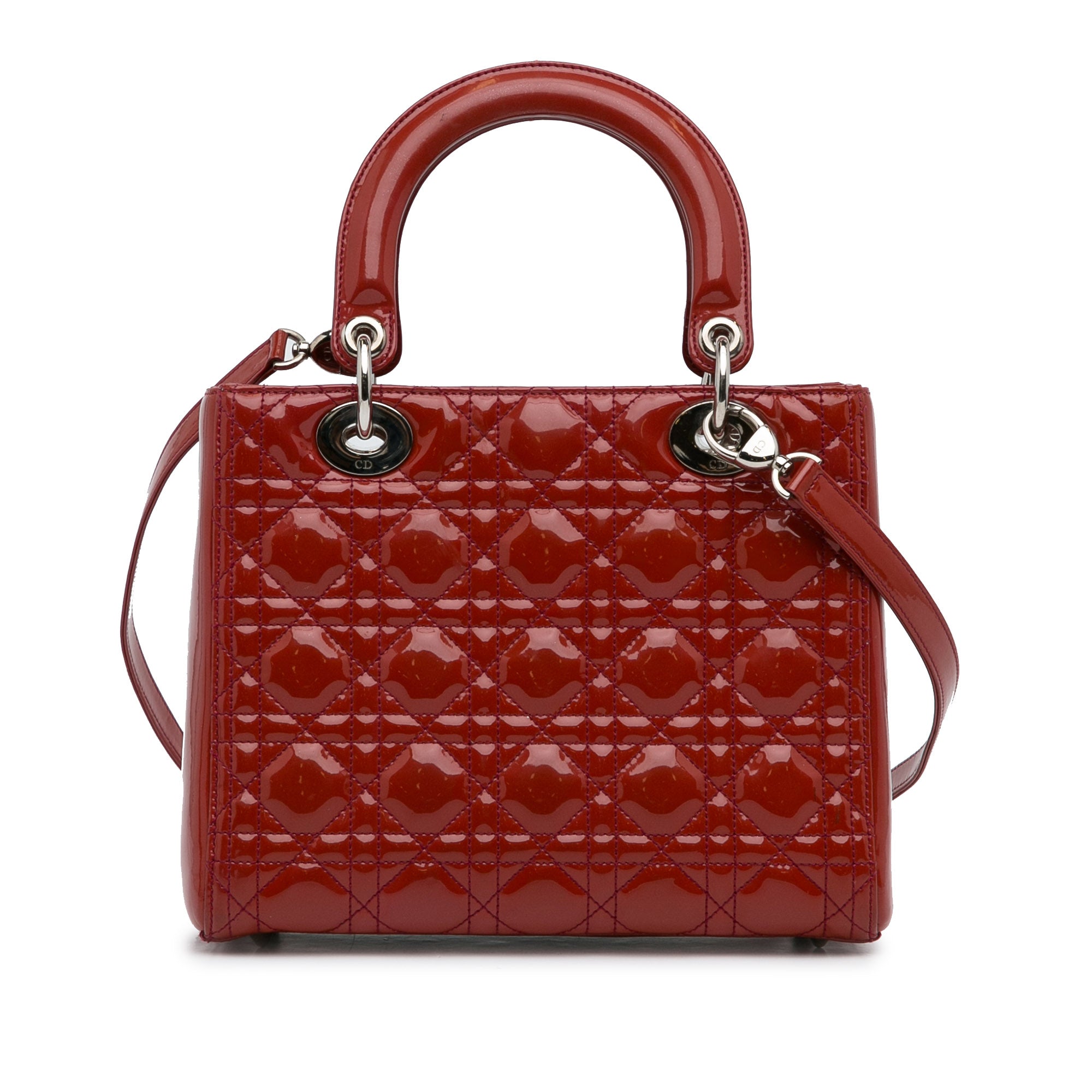 Dior Lady Dior Medium Red Patent Leather