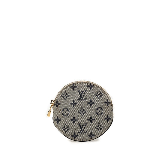 Louis Vuitton Mini Lin Round Coin Purse Gray Canvas