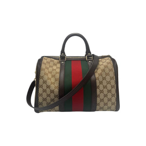 Gucci Boston Bag GG Web Supreme Canvas