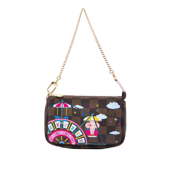 Louis Vuitton Mini Pochette Accessoires Vivienne Holiday Damier Ebene Canvas