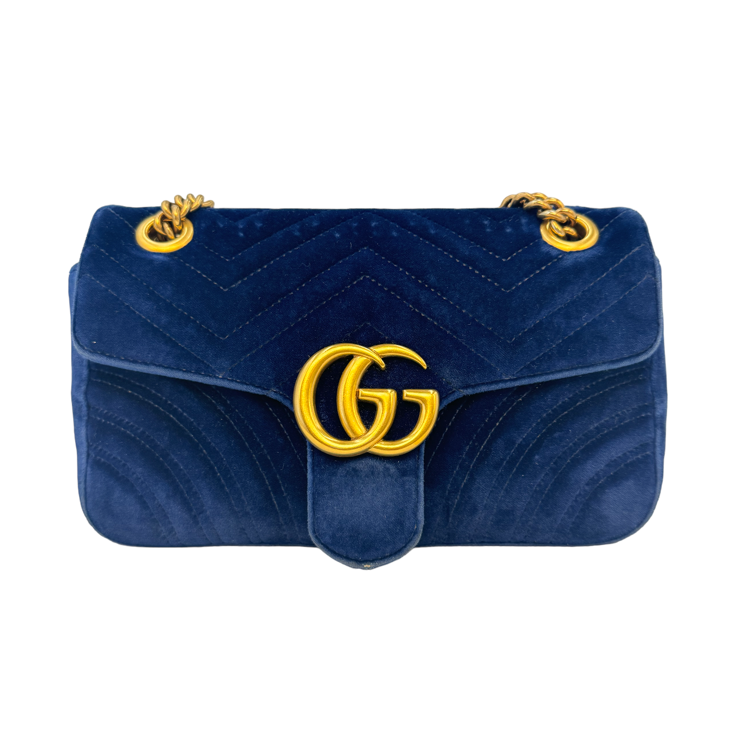 Gucci GG Marmont Small Blue Velvet