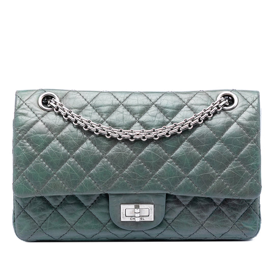 Chanel Reissue 2.55 Double Flap 225 Green Aged Calfskin Silver
