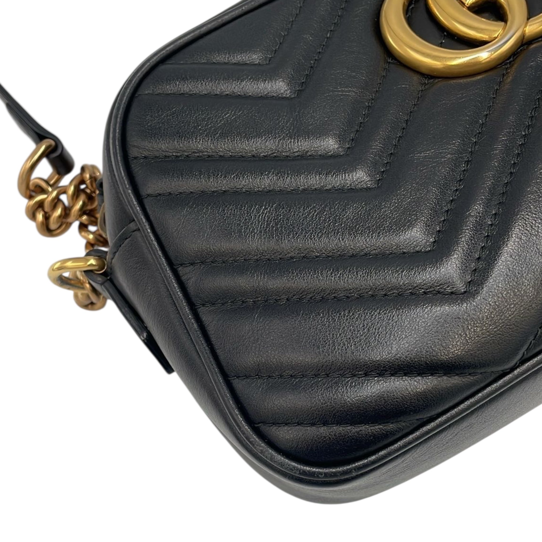 Gucci GG Marmont Small Black Matelassé Leather