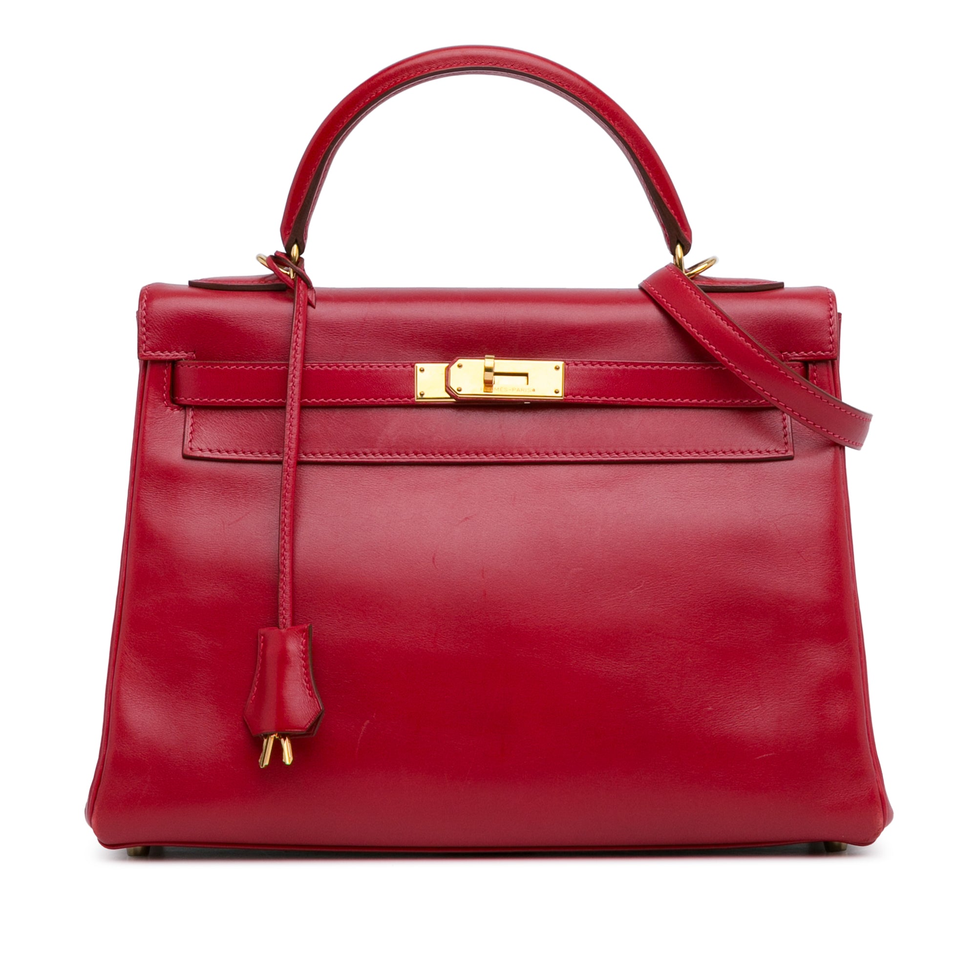 Hermès Kelly Retourne 32 Red Rouge Vif Tadelakt Gold