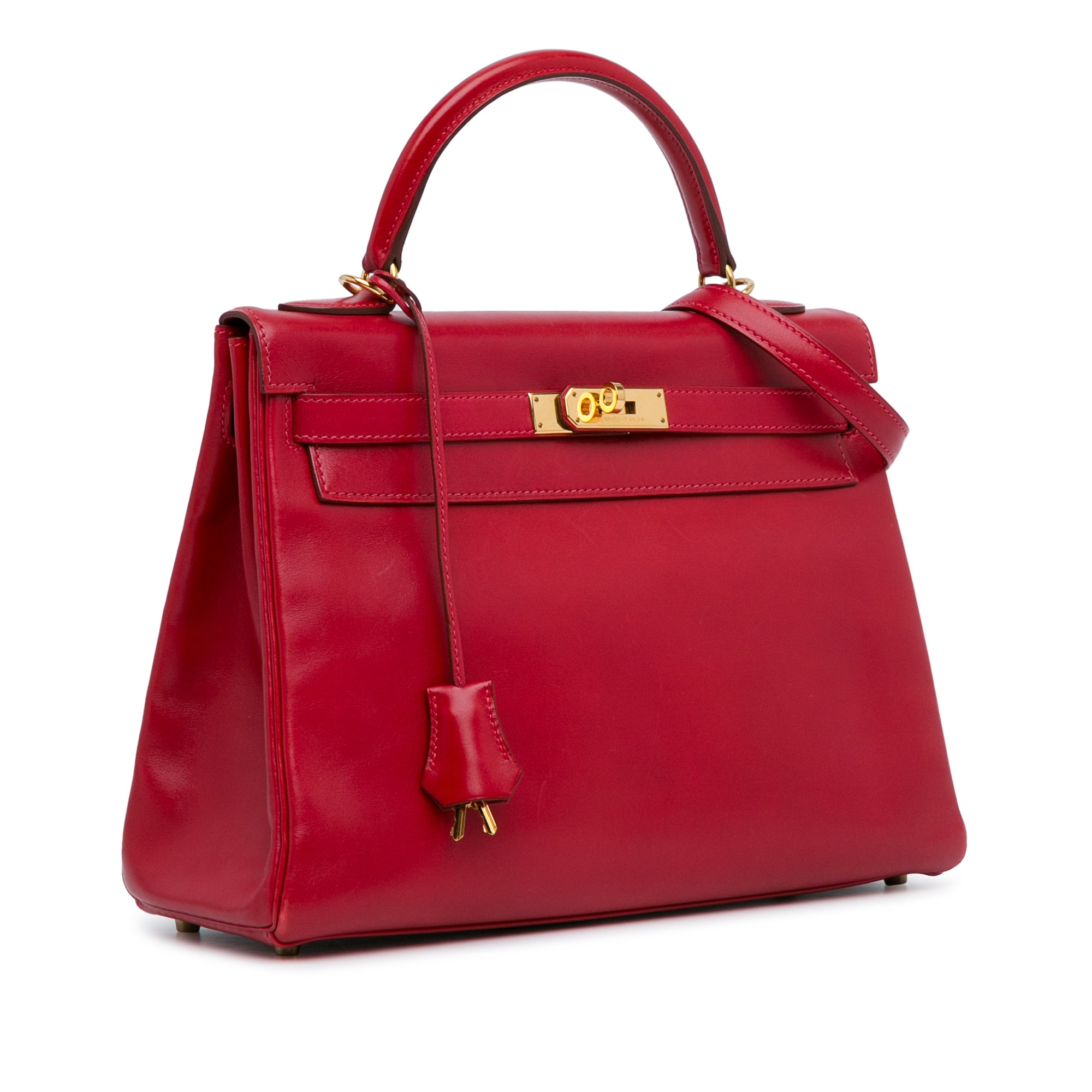 Hermès Kelly Retourne 32 Red Rouge Vif Tadelakt Gold