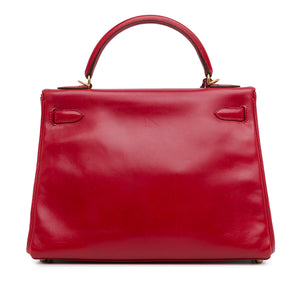 Hermès Kelly Retourne 32 Red Rouge Vif Tadelakt Gold