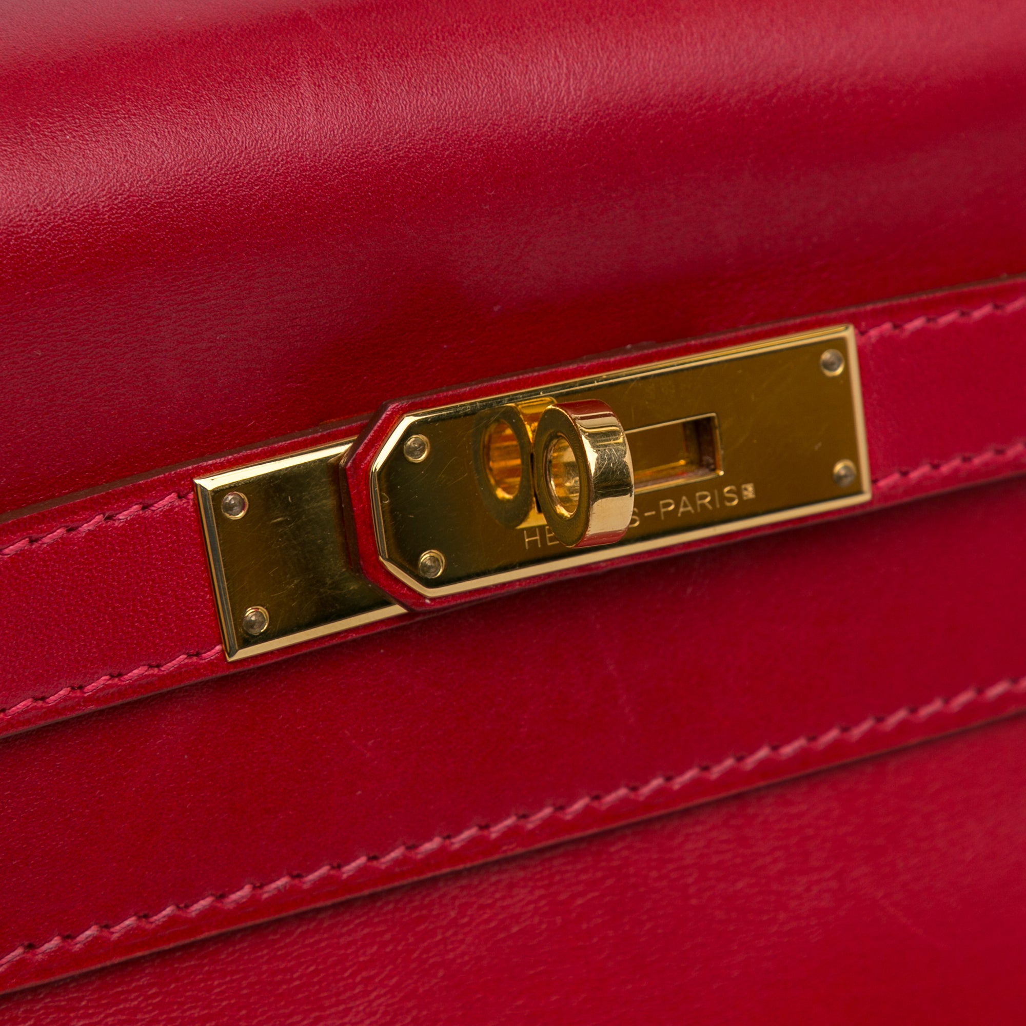 Hermès Kelly Retourne 32 Red Rouge Vif Tadelakt Gold