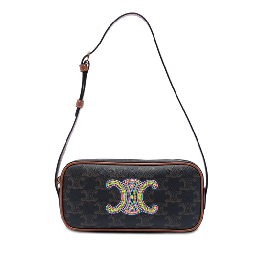 Celine Mini Triomphe Brown Coated Canvas