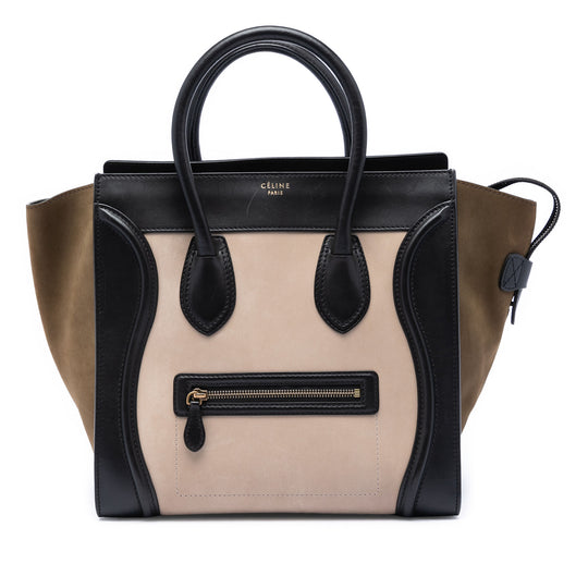 Celine Luggage Tote Mini Black Nubuck Leather
