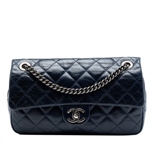 Chanel Duo Color Flap Medium Blue Calfskin