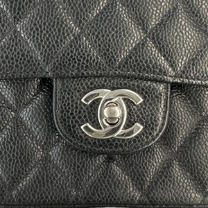 Chanel Classic Double Flap Medium Black Caviar Silver