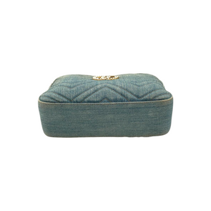 GG GG GG Marmont Crossbody Bag Blue Quilted Velvet