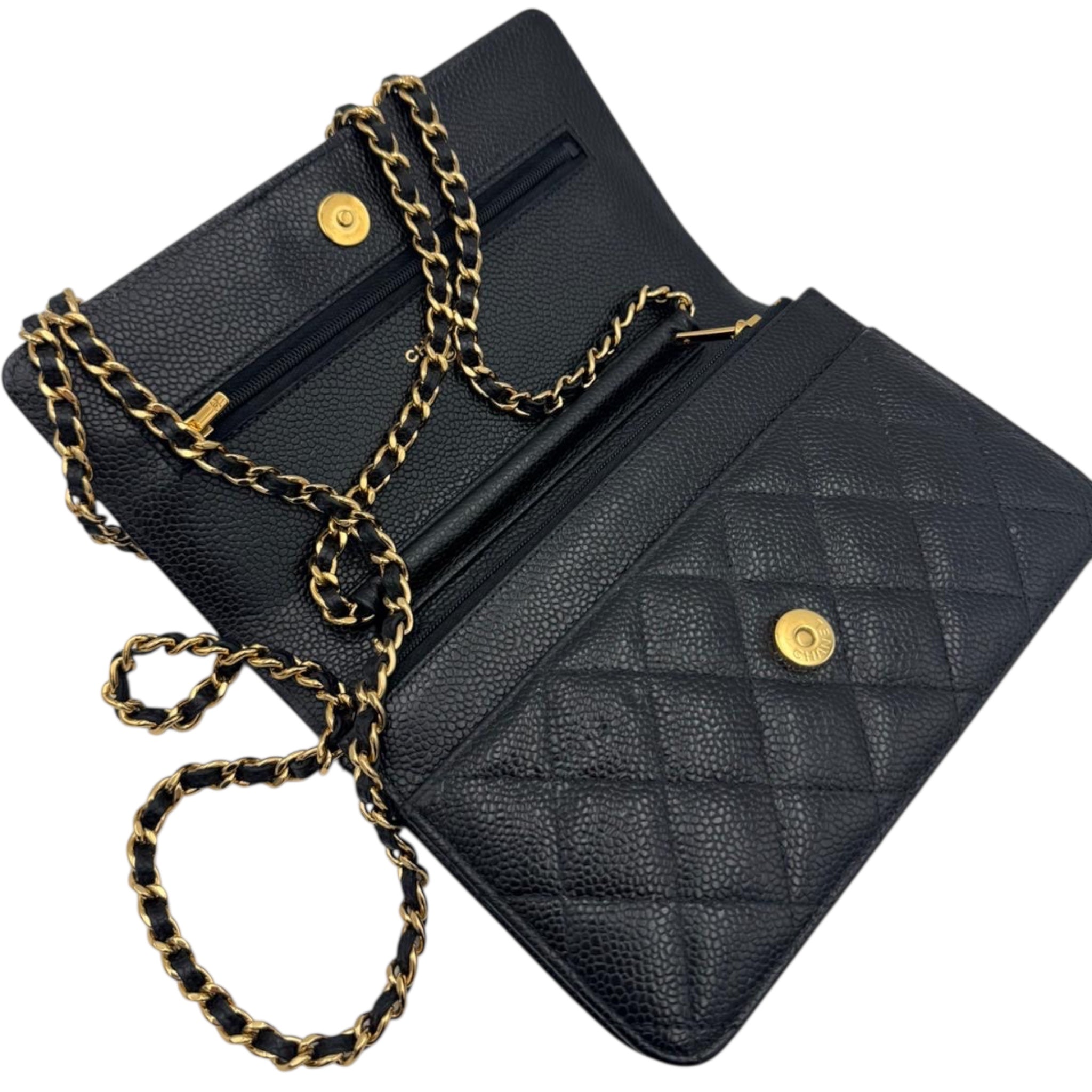 Chanel WOC Black Caviar Gold