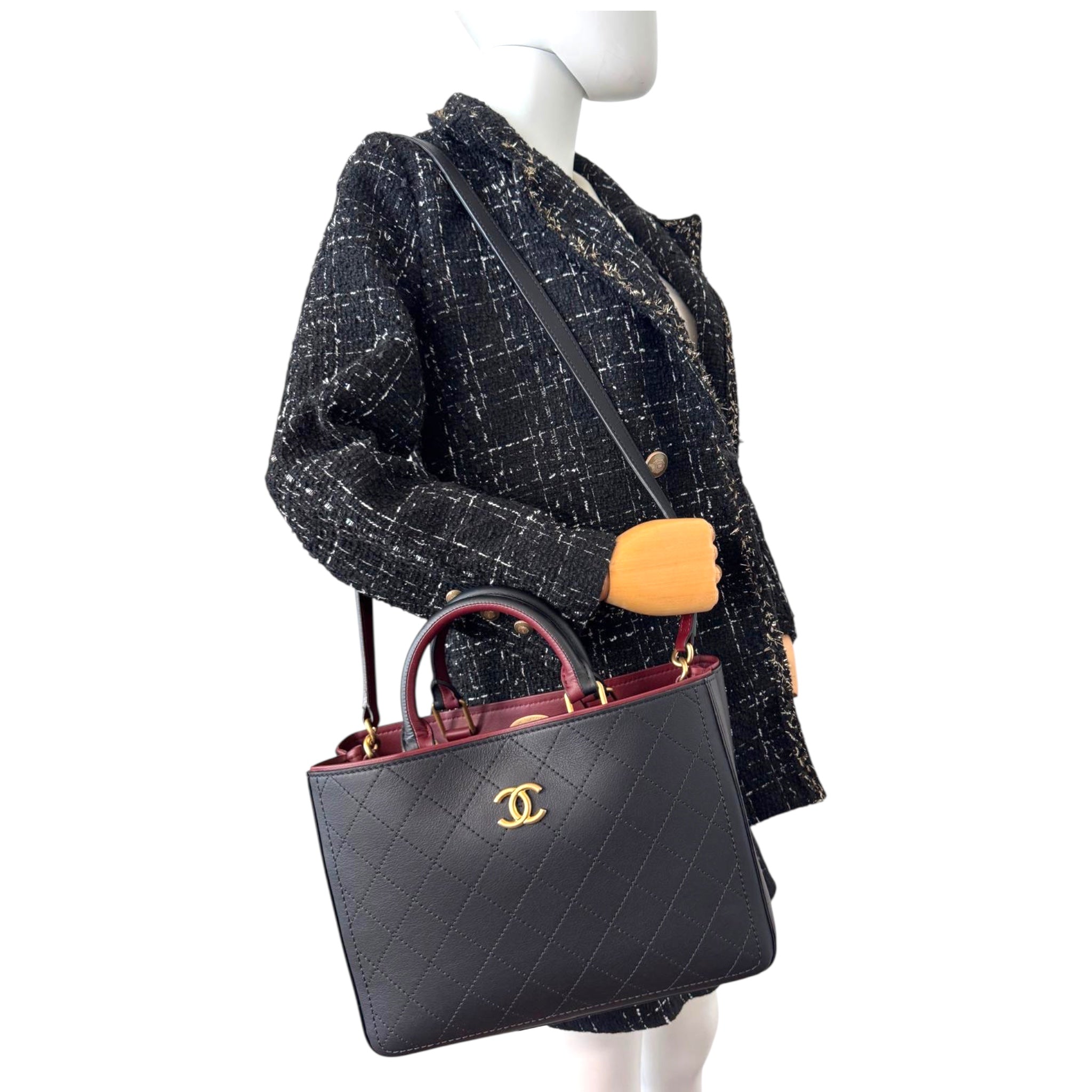 Chanel Vintage Executive Tote Black Lambskin Gold