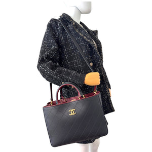 Chanel Vintage Executive Tote Black Lambskin Gold
