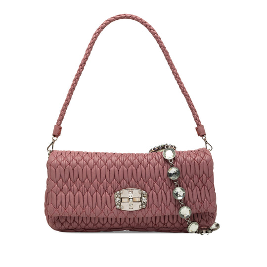 Miu Miu Matelasse Satchel Pink Nappa Leather