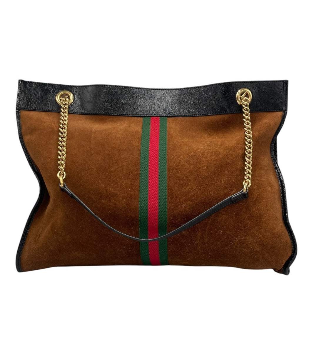 Gucci Shopper Brown Suede Gold 2,300