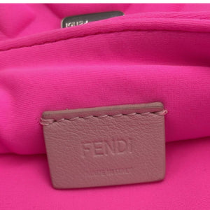 Fendi Baguette Chain Bag Mini Fluorescent Pink Rubberized/Silicone embossed FF Logo Silver