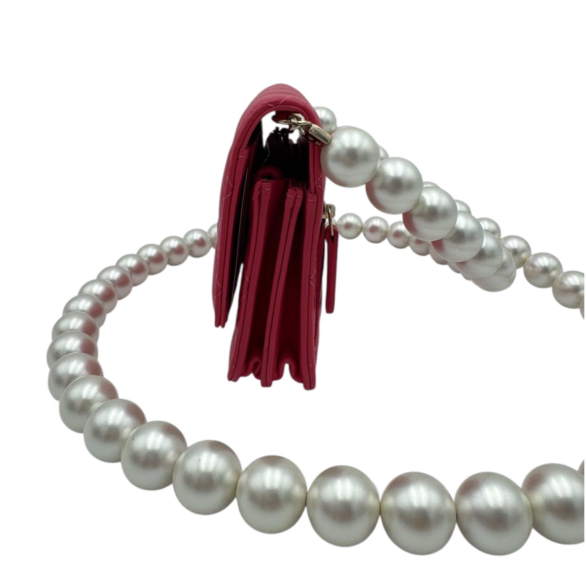 Chanel WoC Mini Pink Lambskin Silver Pearl Strap