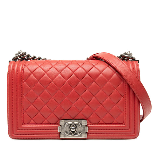 Chanel Boy Flap Medium Red Lambskin