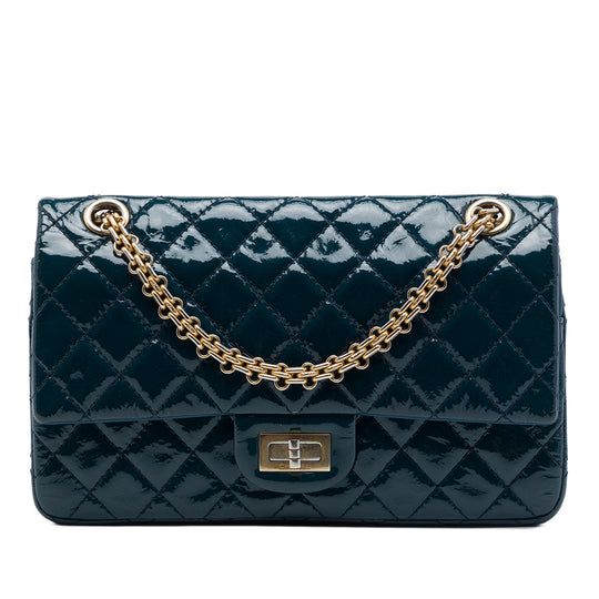 Chanel Reissue 2.55 Double Flap 225 Blue Patent Leather