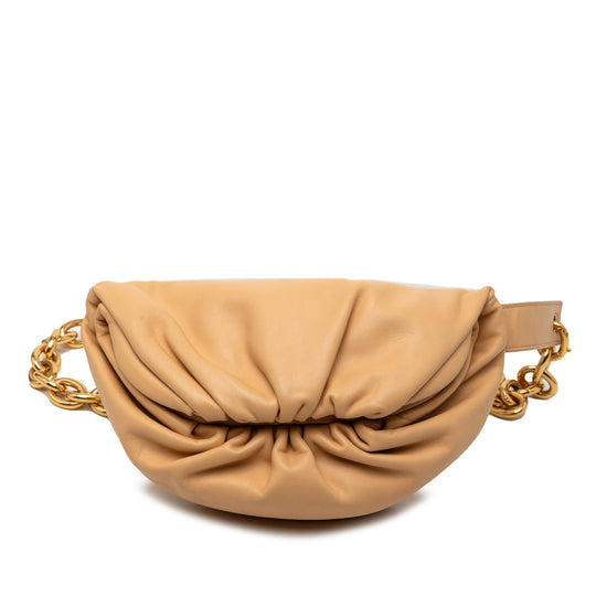 Bottega Veneta Belt Chain Pouch Brown Lambskin Gold Hardware