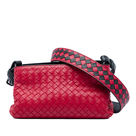 Bottega Veneta Intrecciato Double Zip Crossbody Red Nappa Leather