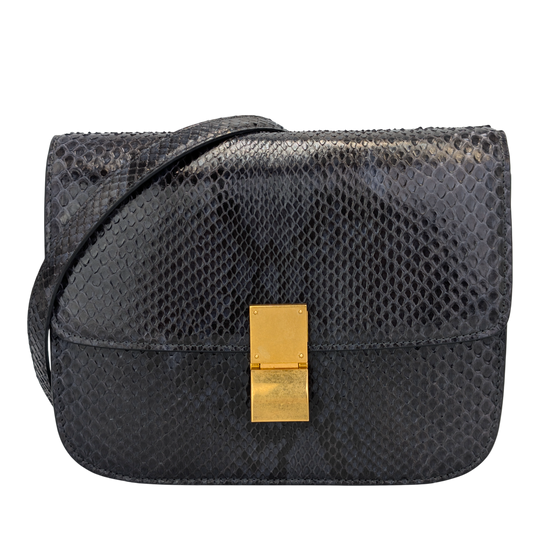 Celine Classic Box Medium Black Python