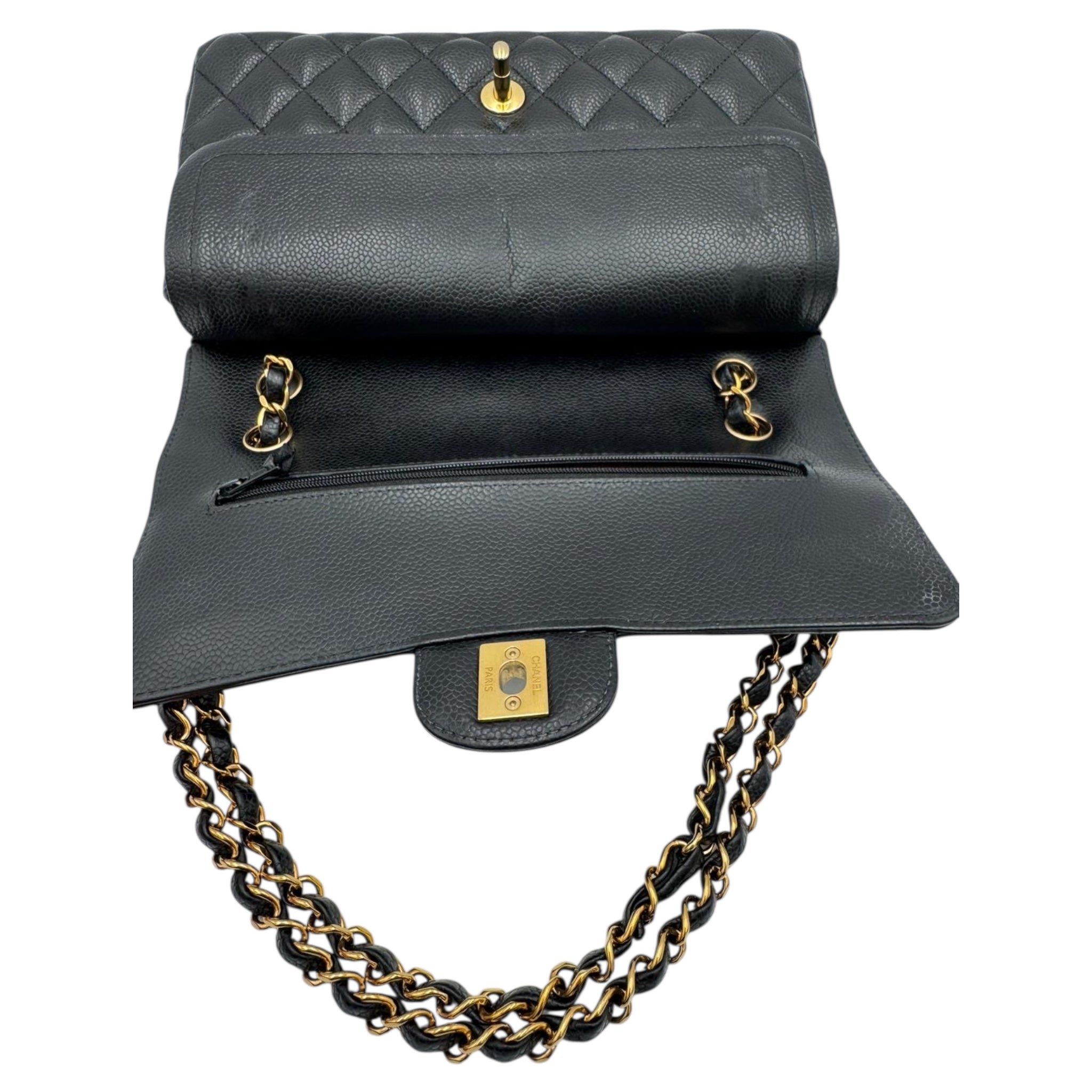Chanel Classic Medium Double Flap Black Caviar Gold