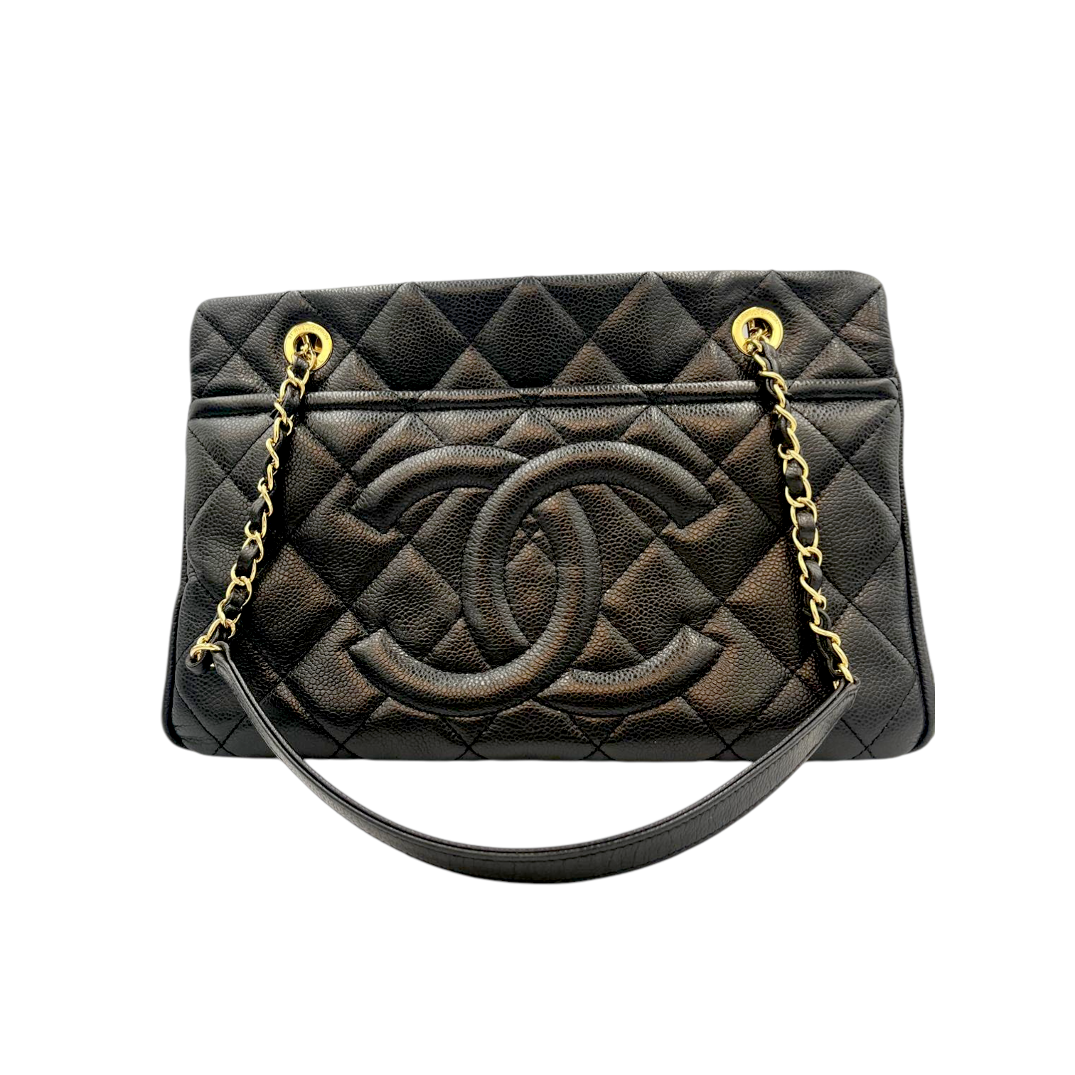 Chanel Shopper Tote Black Caviar Gold