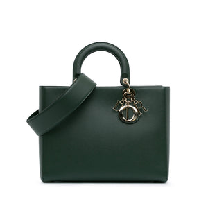 Dior Lady D-Sire Large Green Calfskin Gold