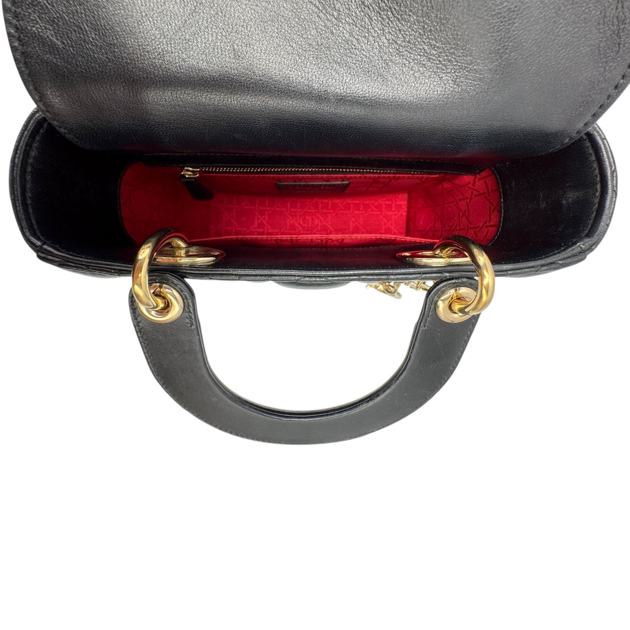 Dior Lady Dior Medium Black Lambskin Gold