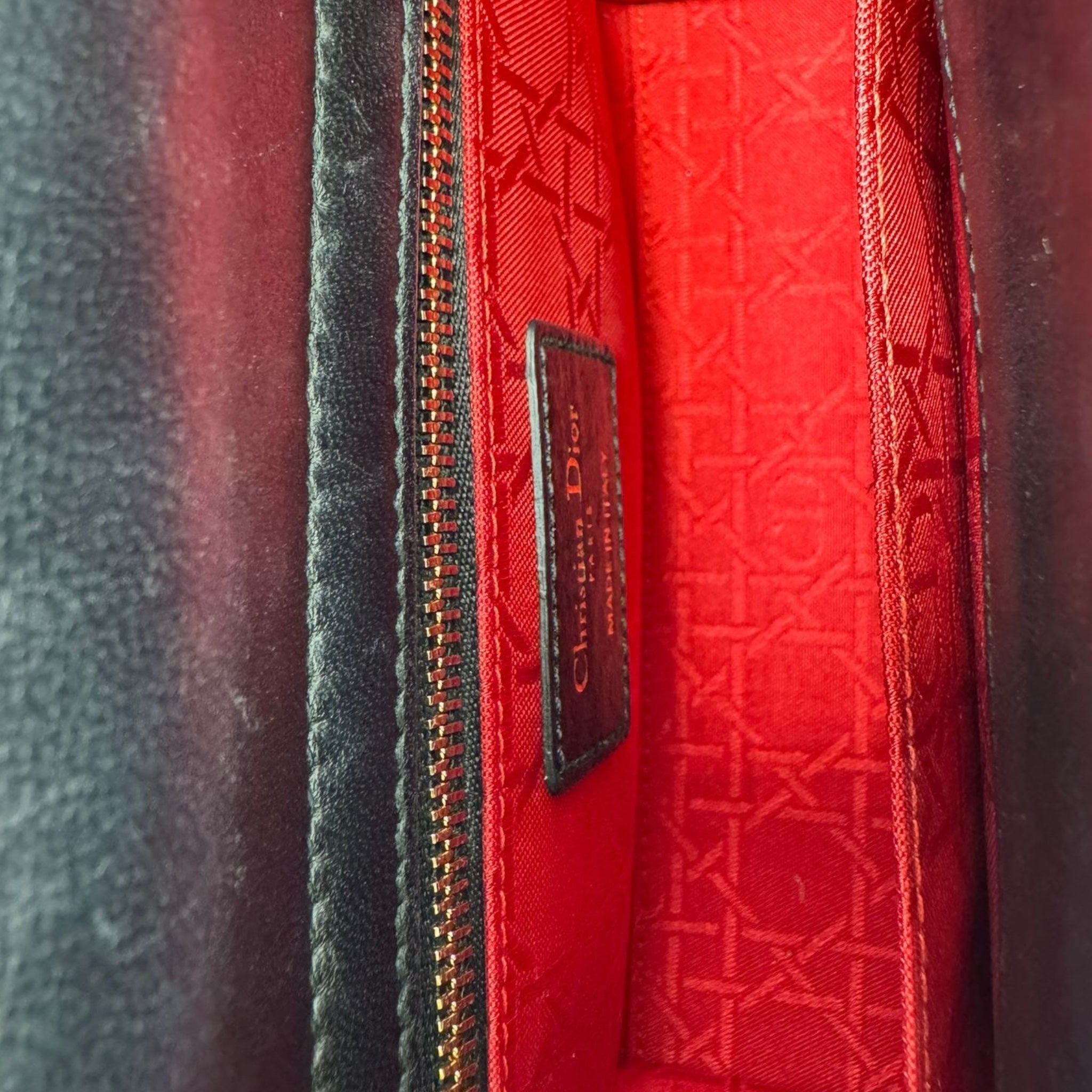 Dior Lady Dior Medium Black Lambskin Gold