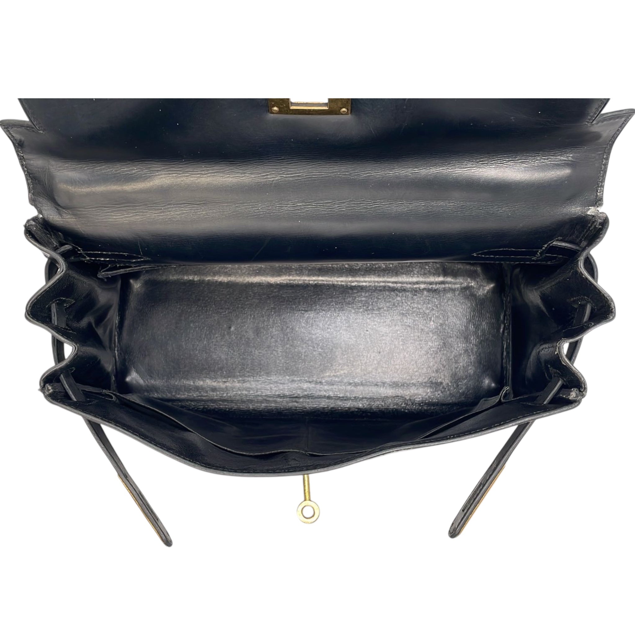 Hermès Kelly 32 Black Box Calfskin Gold
