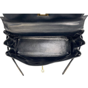Hermès Kelly 32 Black Box Calfskin Gold