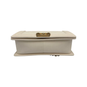 Chanel Boy New Medium White Lambskin Gold