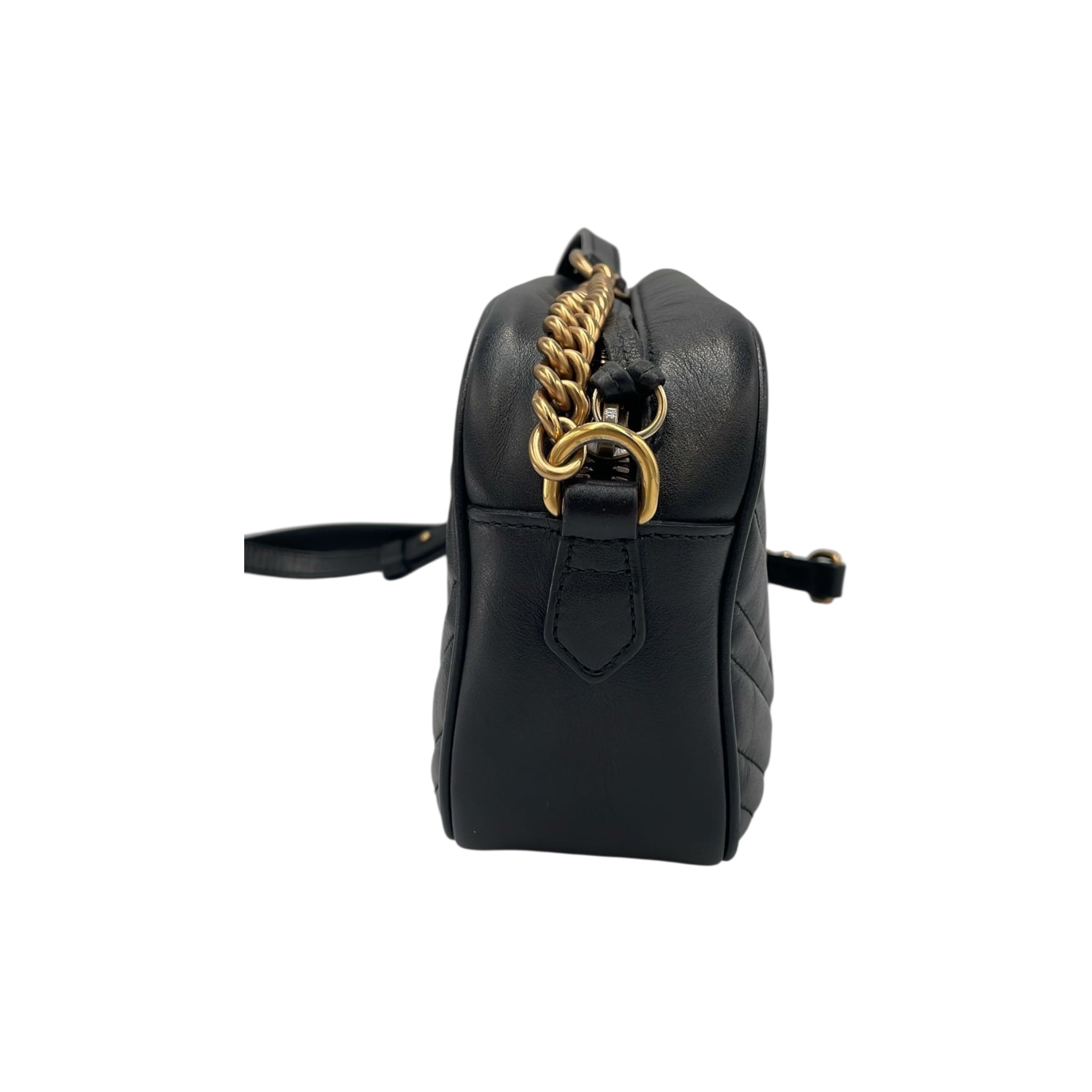 Gucci GG Marmont Small Black Matelassé Leather