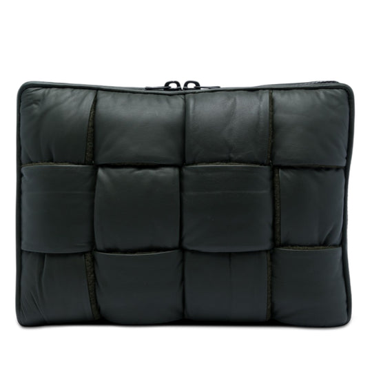 Bottega Veneta Maxi Intrecciato Padded Laptop Case Green Nappa Leather