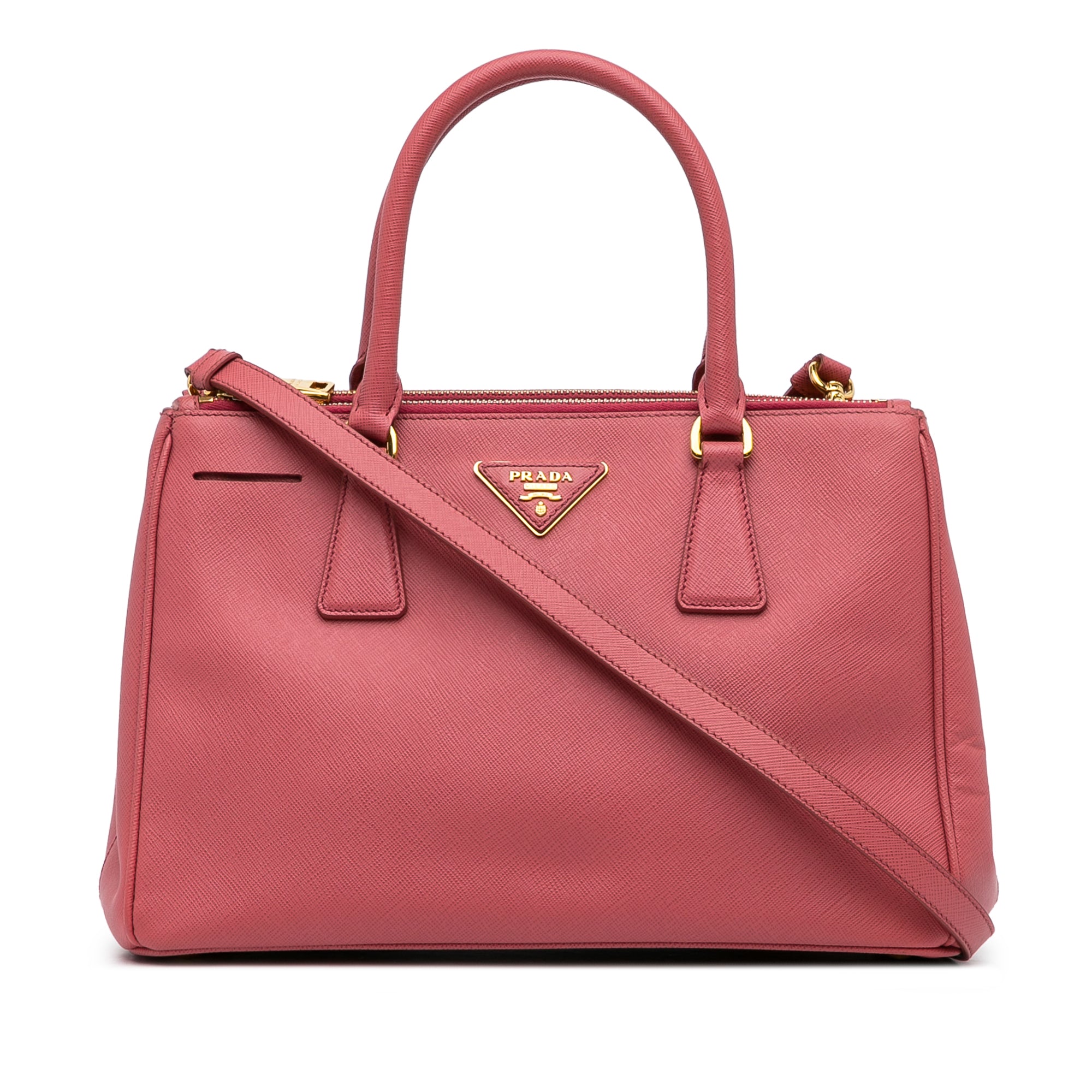 Prada Double Zip Galleria Pink Saffiano Lux