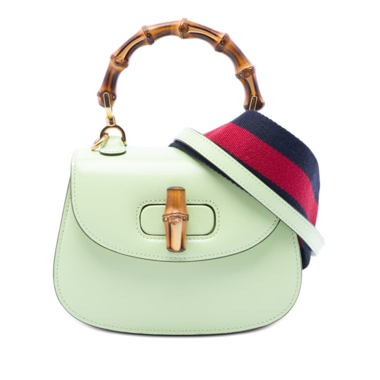 Gucci 1947 Bamboo Top Handle Mini Green Calfskin