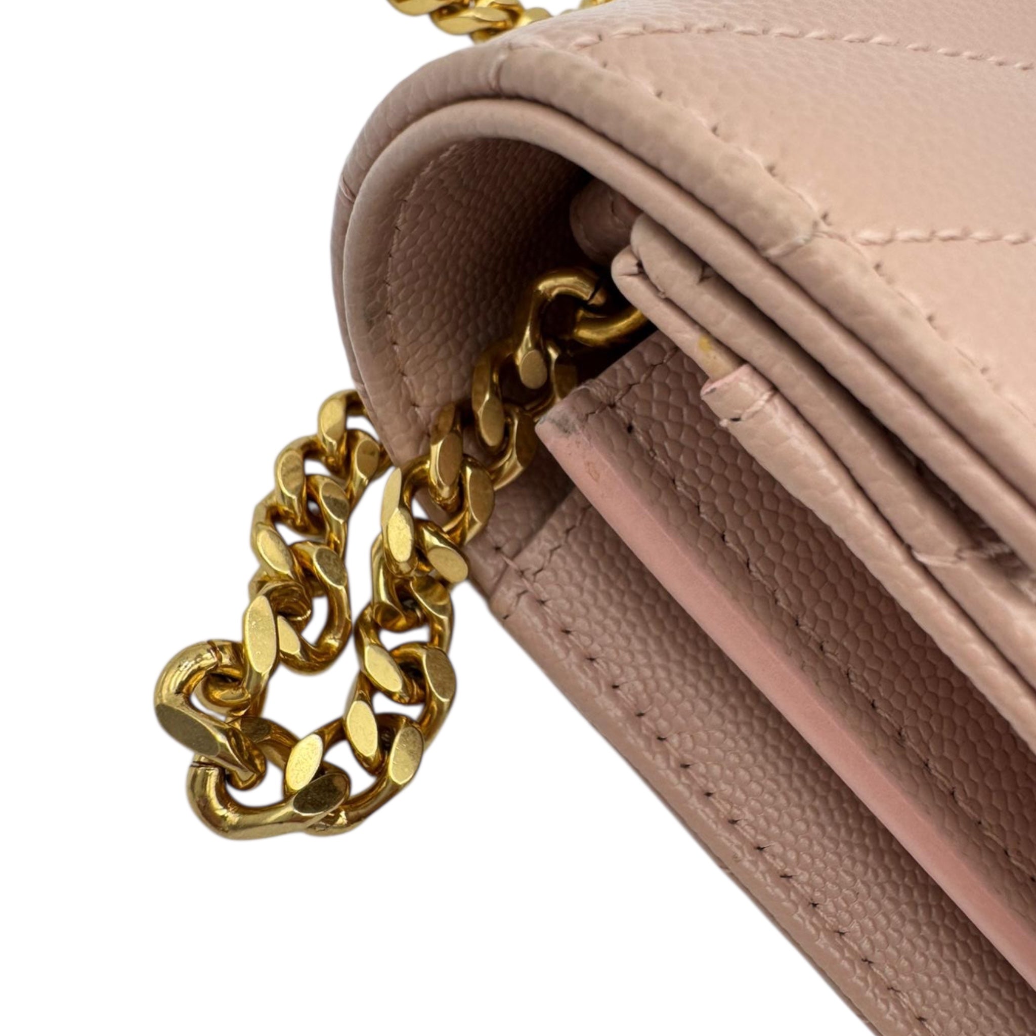 Yves Saint Laurent Cassandre Chain Wallet Light Pink