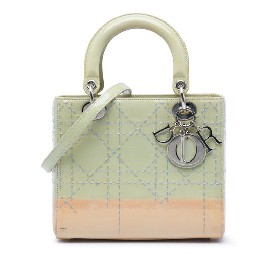 Dior Lady Dior Medium Bicolor Green Patent Leather