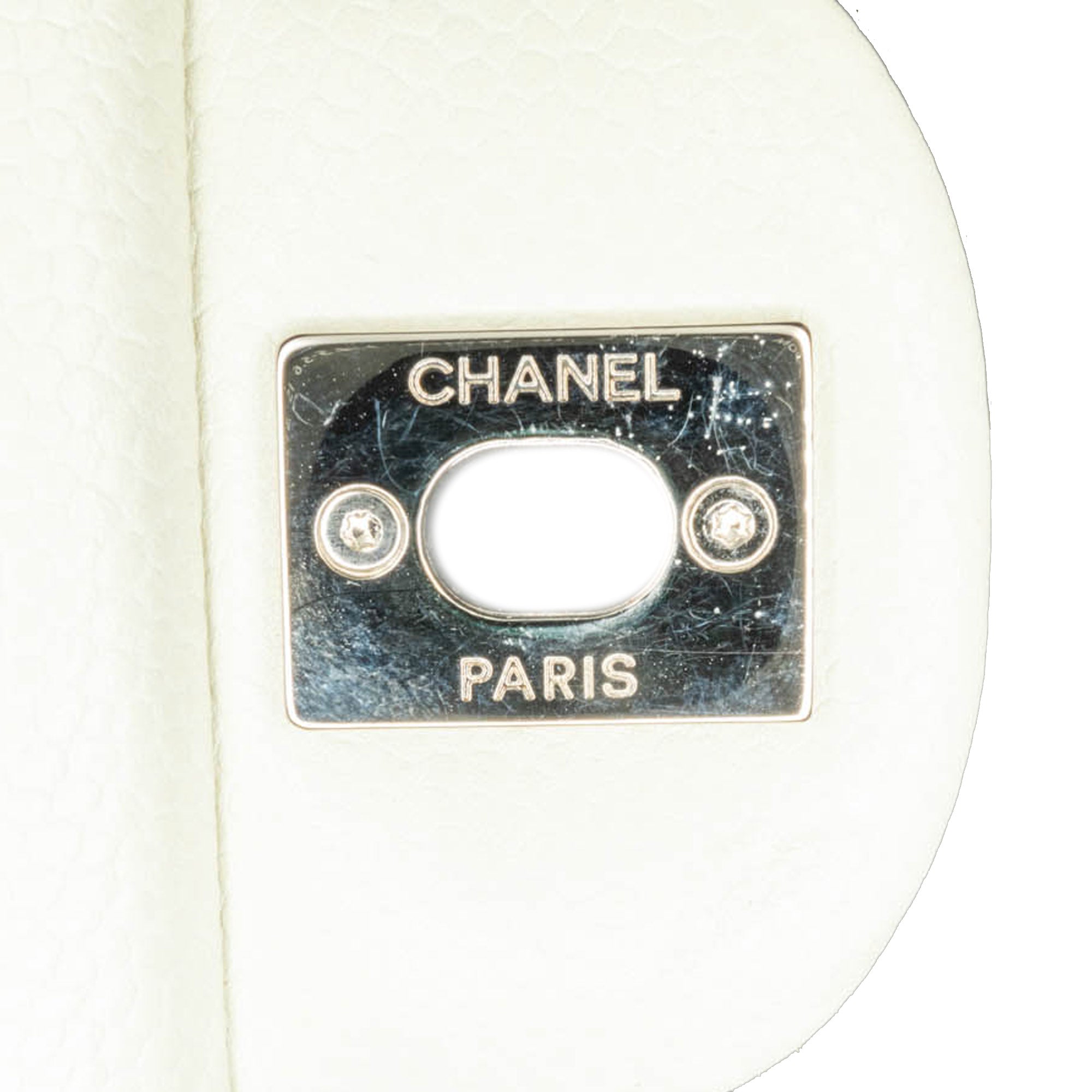 Chanel Classic Double Flap Medium White Caviar Silver