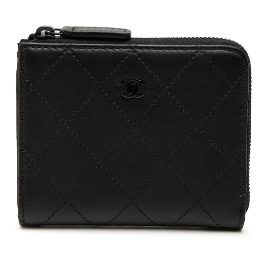 Chanel Zip Wallet Black Calfskin
