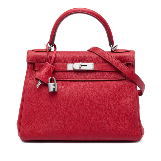 Hermès Kelly II Retourne 28 Red Togo Calfskin