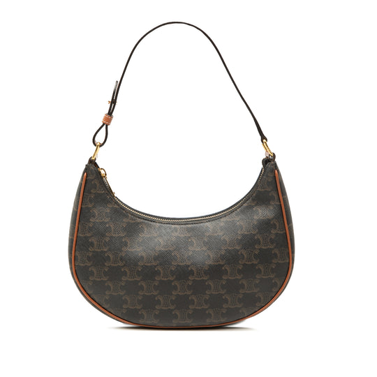 Celine Triomphe Ava Brown Coated Canvas Calfskin