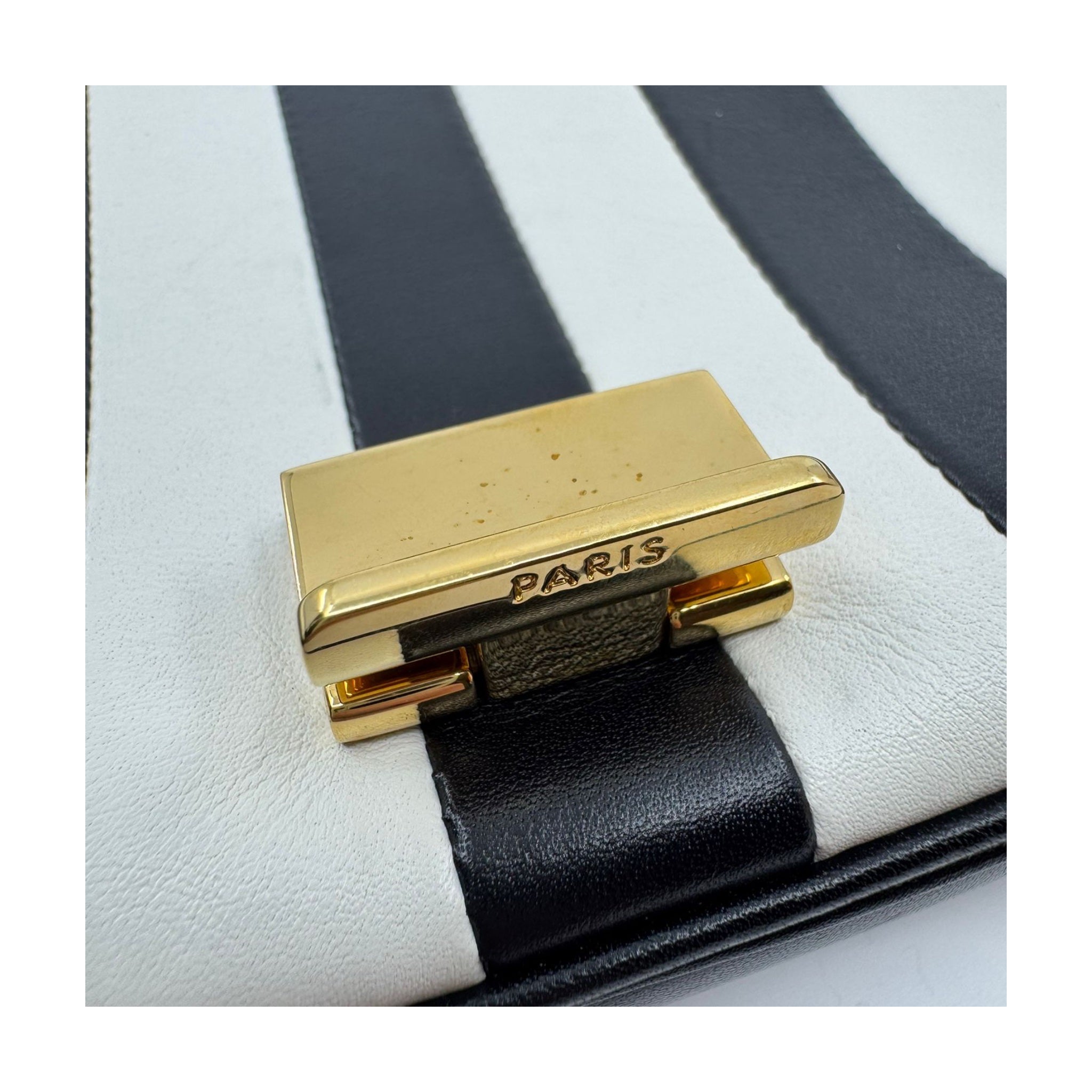 Celine C Bag Black & White Vertical Stripes