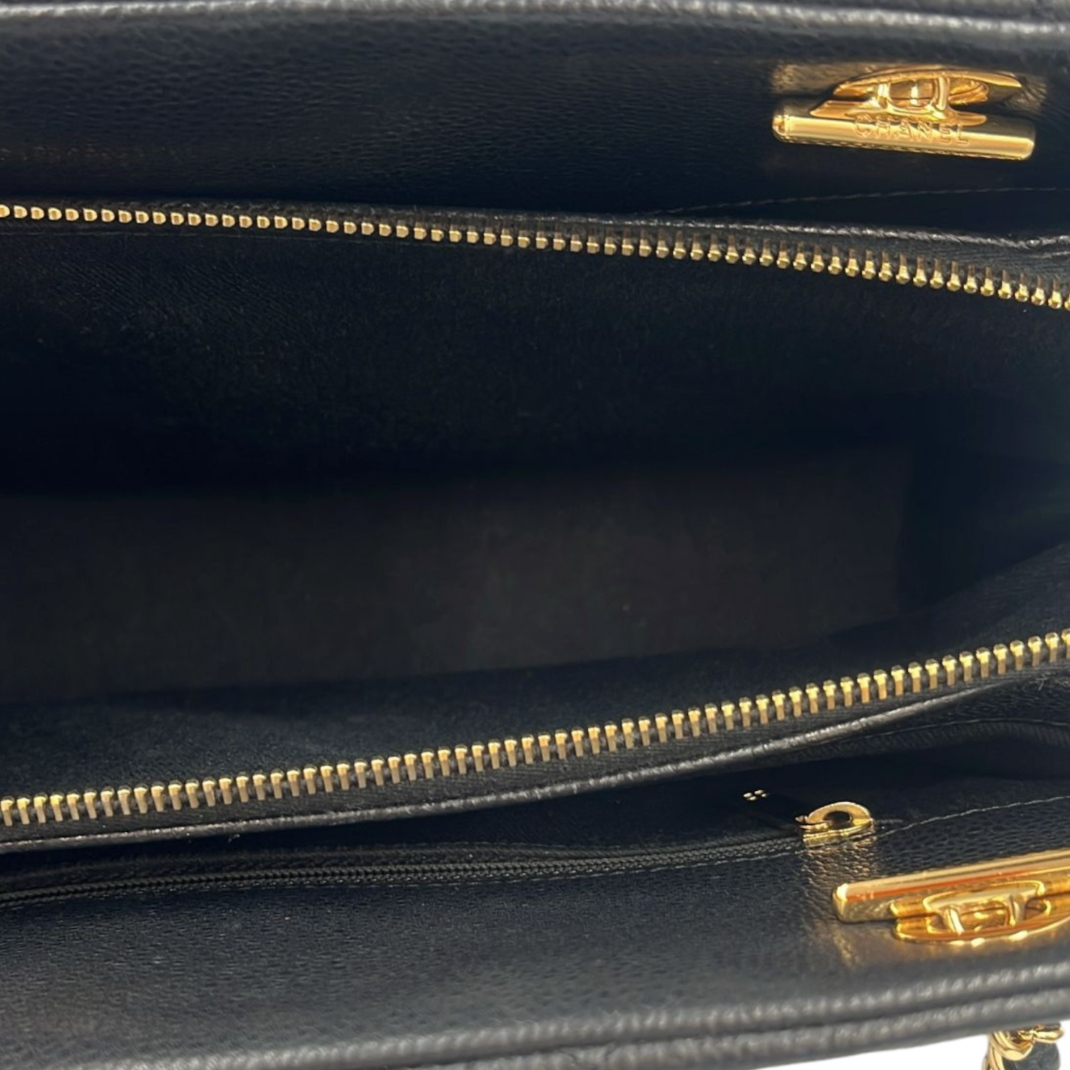 Chanel Shopper Tote Black Caviar Gold